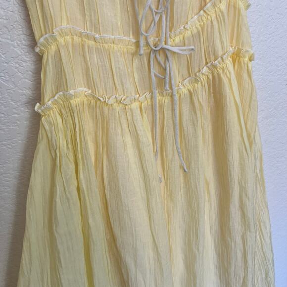 Billy J Halo Maxi Dress Lemon Yellow Polyester Ruffle Tiered Spaghetti Strap - Picture 5 of 14